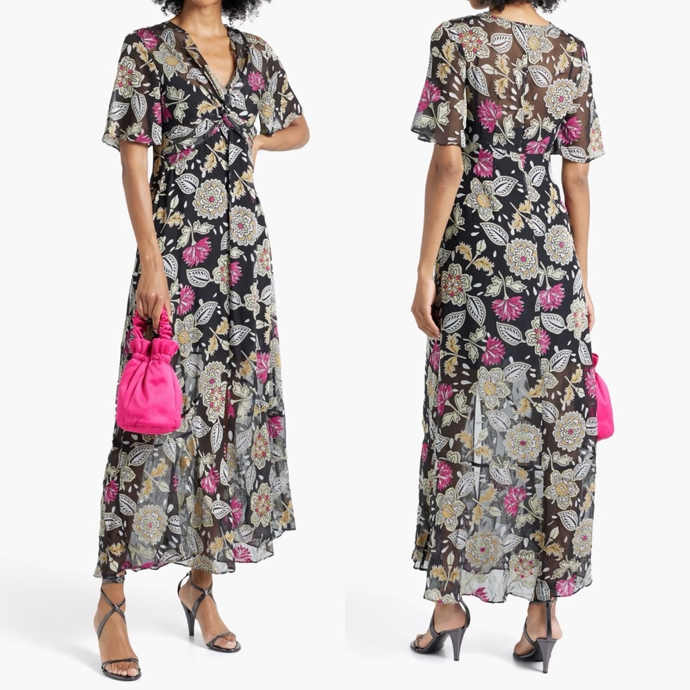 RAG & BONE Tamar Sheer Silky Floral Boho Maxi Dress \\ 6